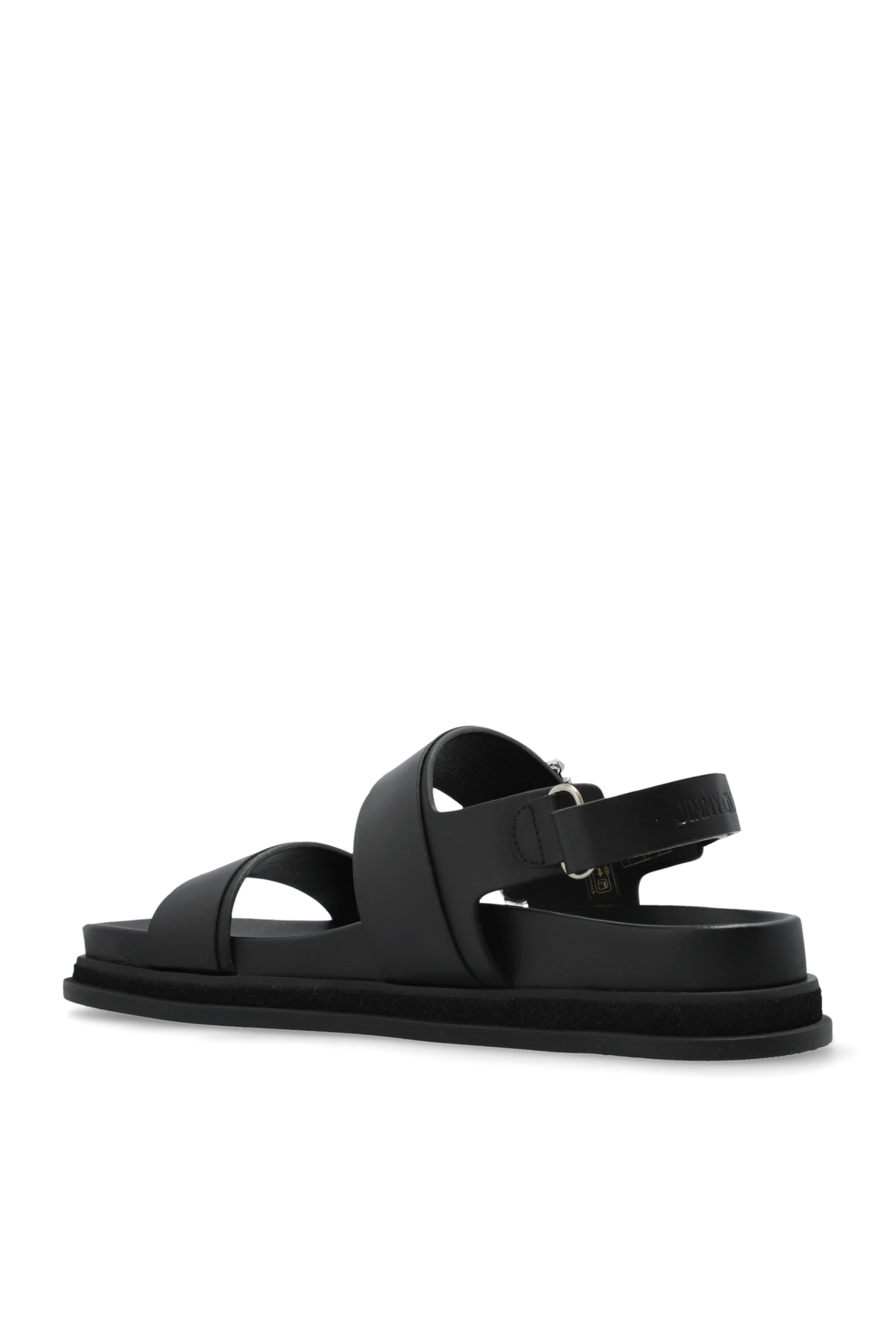 サンダル・ミュール JIMMY CHOO Women Sandals VERITYSANDAL100BYKBLACK Black Verity Sandal 100 | Black Vintage Metallic Leather Sandals